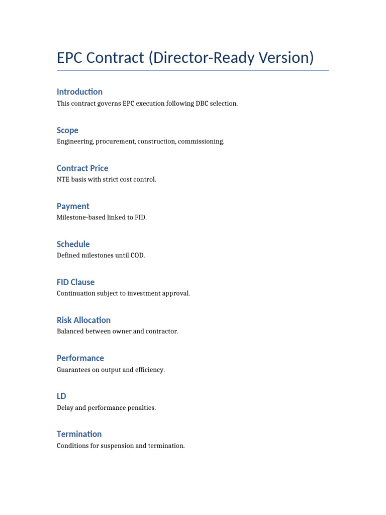 EPC Contract Director Ready | PDF