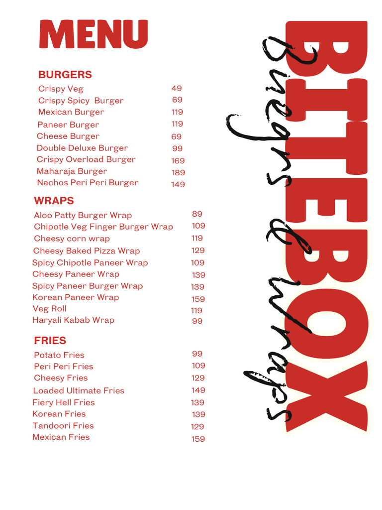 Red White Bold Illustrative Cafe Menu | PDF