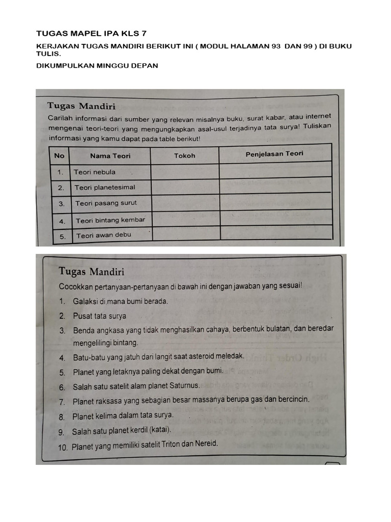 Tugas Mapel Ipa Kls 7 | PDF