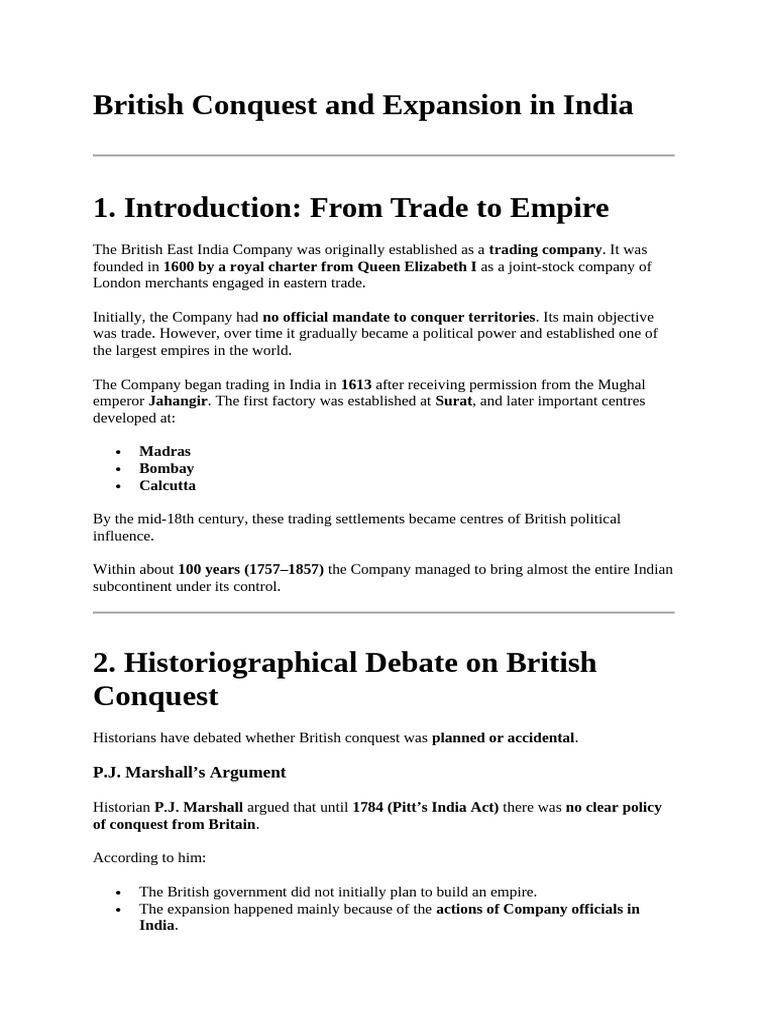 British Conquest and Expansion in India | PDF | Mughal Empire