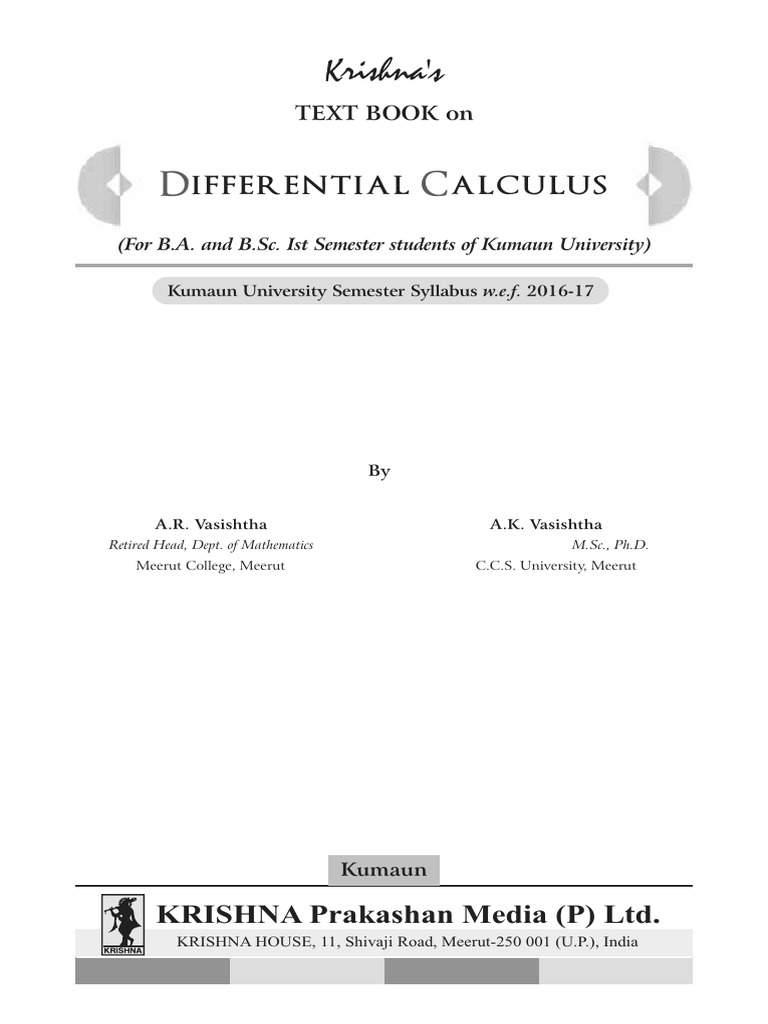 Differential Calculus-Text Book | PDF | Curvature | Tangent