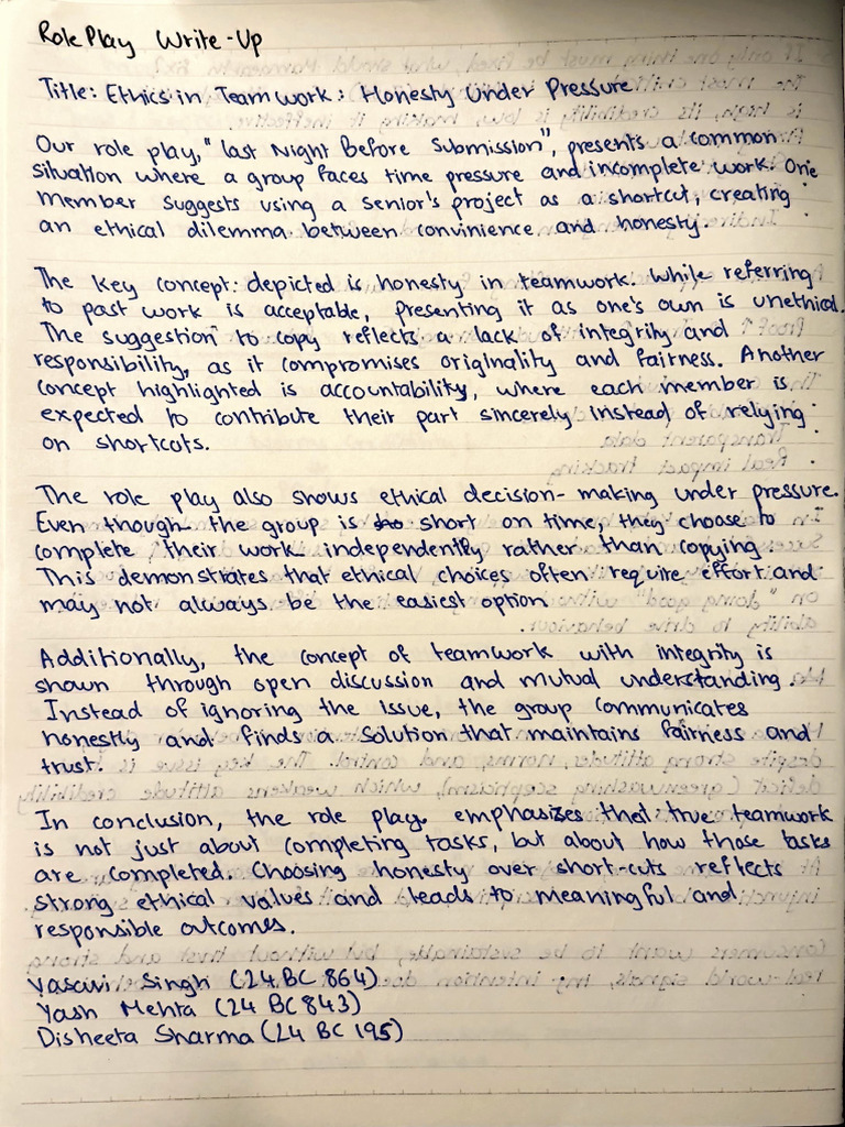 Role Play Write Up | PDF