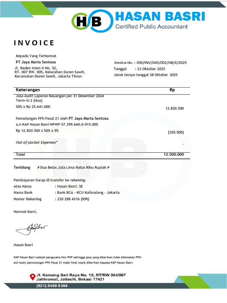 Invoice PT Jaya Marta Sentosa 2024 - Termin 2 | PDF