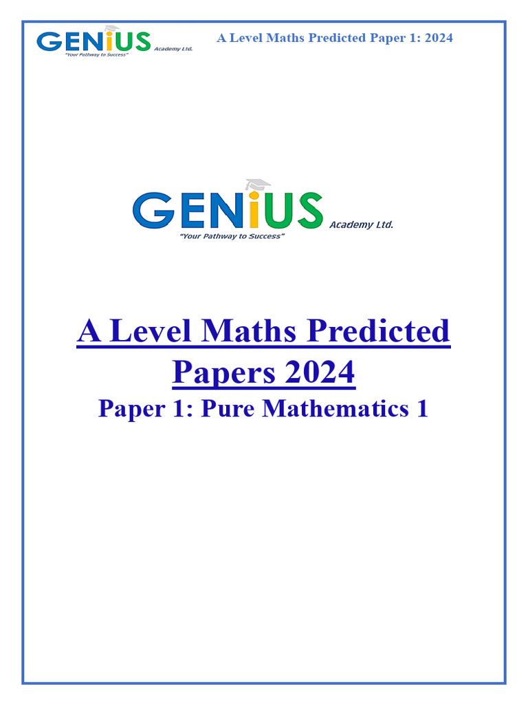 Geniusacademy Al Predicted Paper 2024 Maths Paper12 | PDF