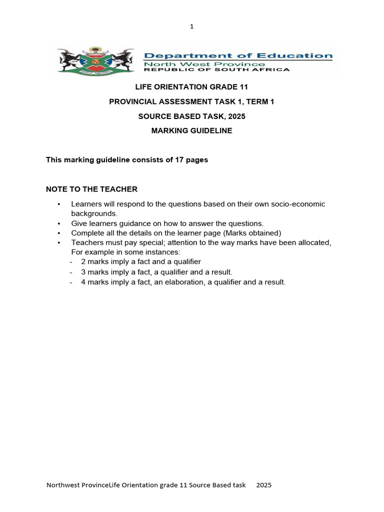 Task 1 Grdae 11 2025 MG FINAL | PDF | Vocational Education ...