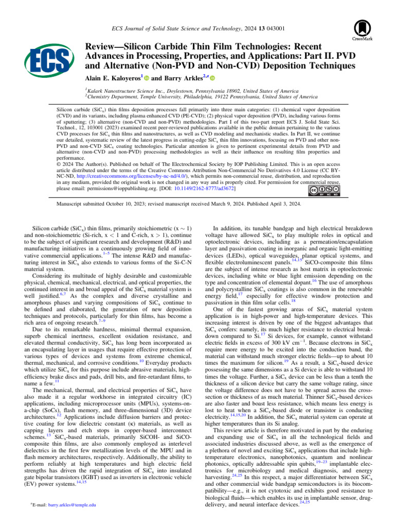 Review-Silicon Carbide Thin Film Technologies Rece | PDF | Thin Film ...