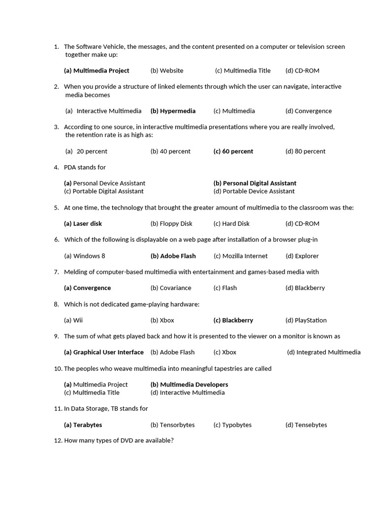 Multimedia Question Bank Converted Converted | PDF | Multimedia | Computing