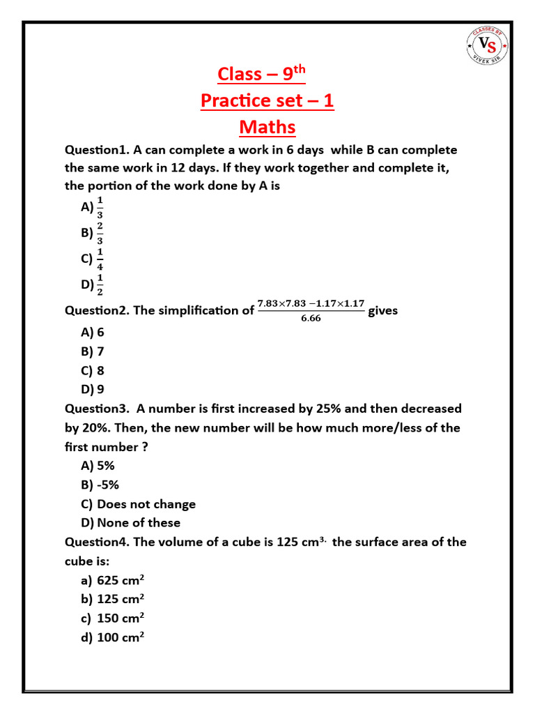 Practice - 1 Class 9th | PDF