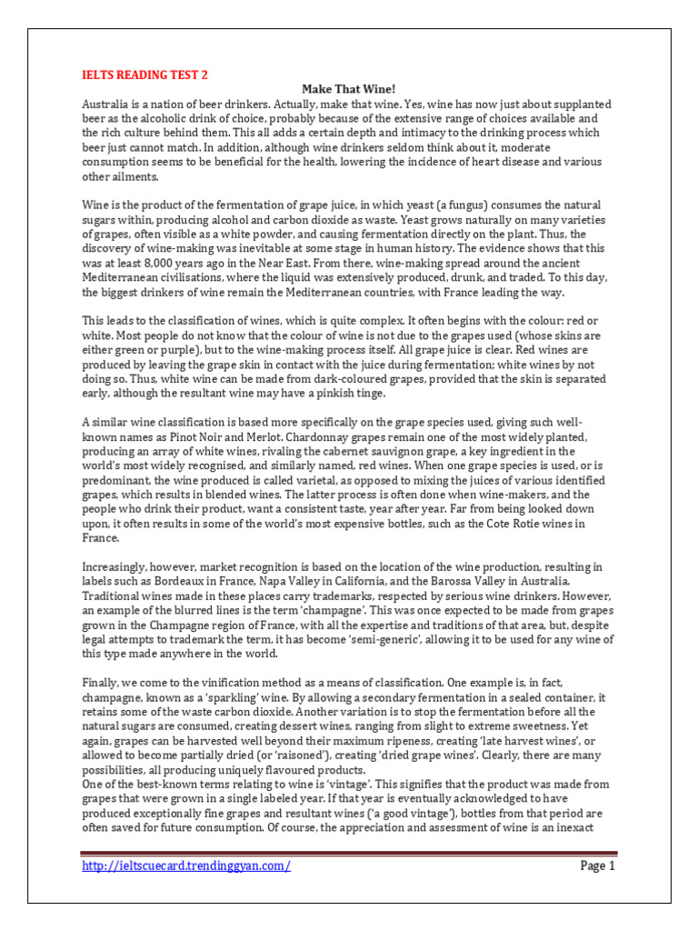 ETEST _ IELTS READING TEST 2 | PDF | Wine | Leptin