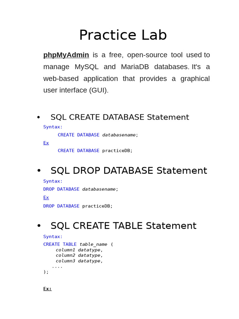 DBMS Lab SQL Queries2_updated | PDF | Databases | Mongo Db