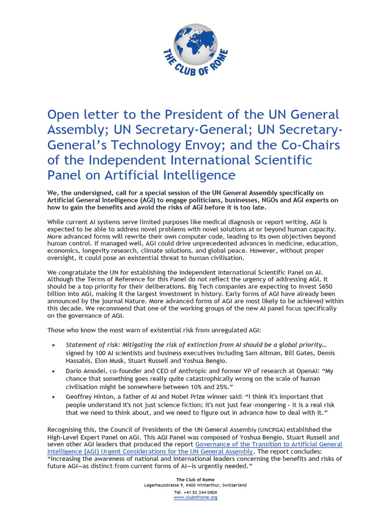 Open Letter on Artifical General Intelligence (1) | PDF | Artificial ...