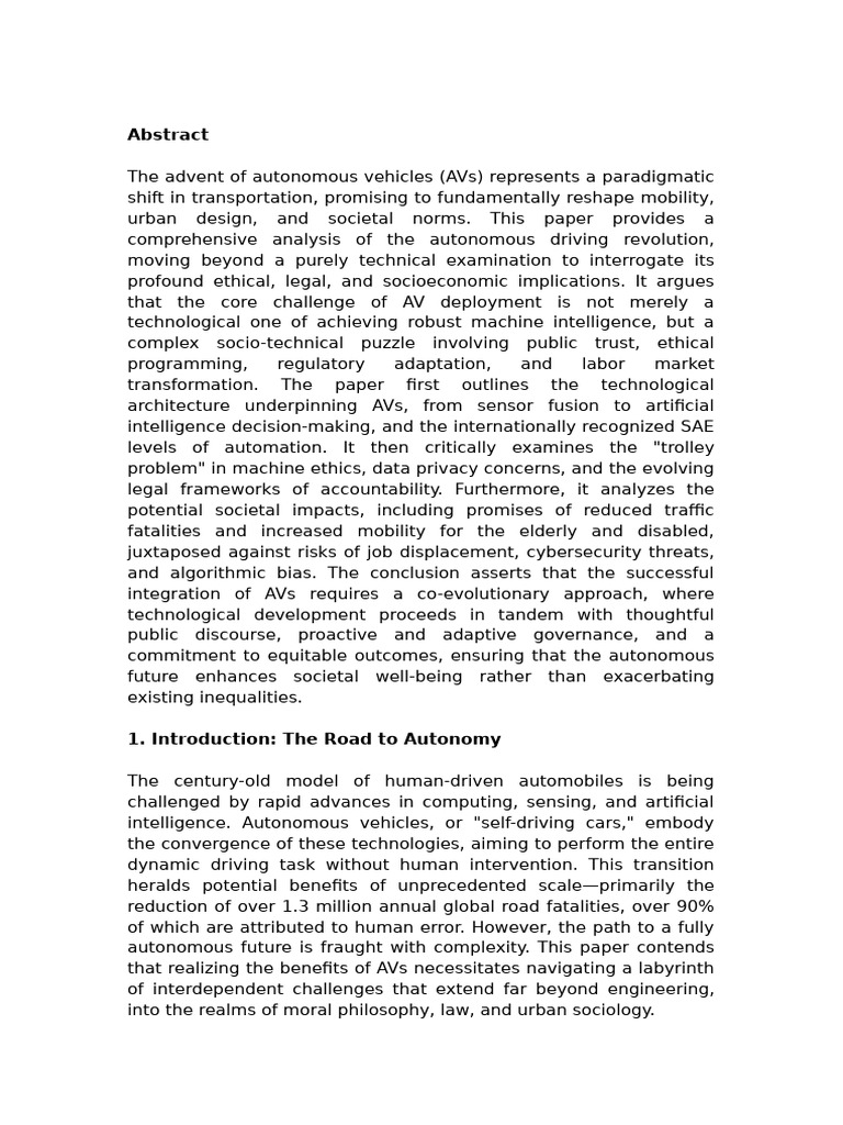 Navigating Autonomy the Technological, Ethical, And Social Dimensions ...