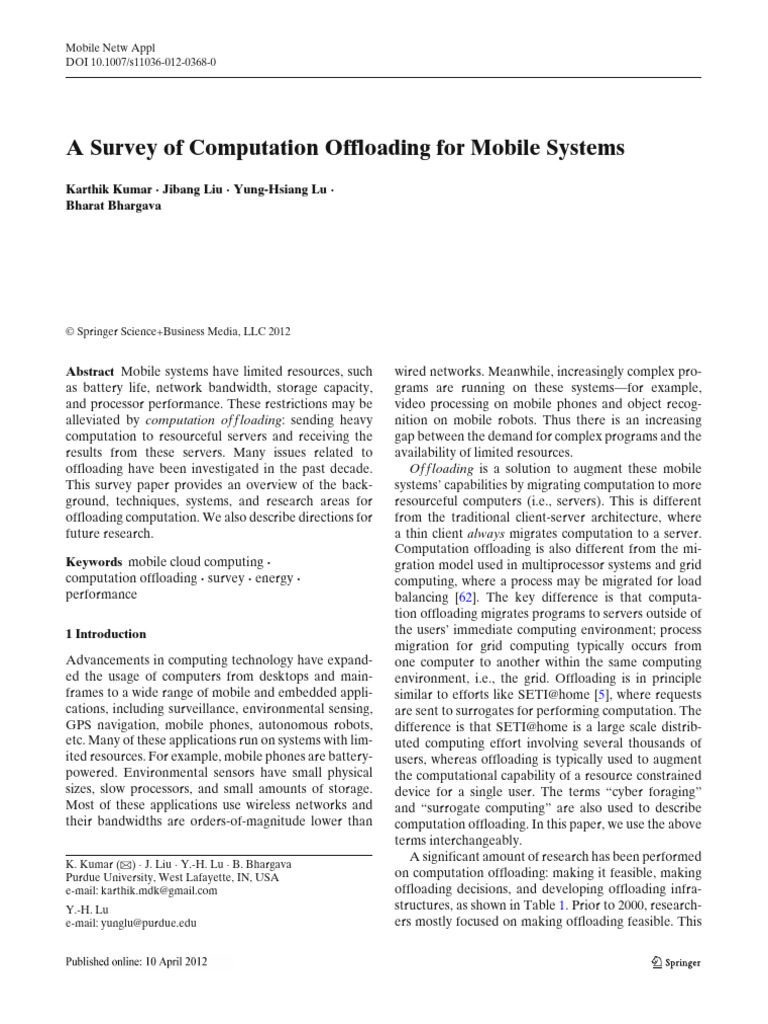 Offloading for Mobile Systems | PDF | Computer Network | Virtualization
