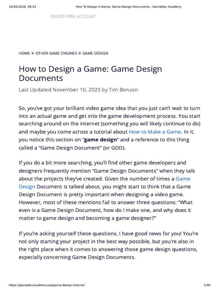How To Design A Game - Game Design Documents - GameDev Academy | PDF ...