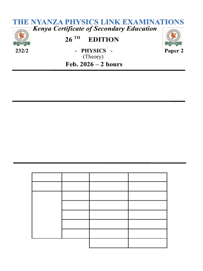 Nyple 26TH Ed Phy PP2 Q 2026 | PDF | Light | Optics