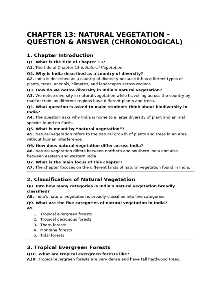 Natural Vegetation Q&A | PDF | Forests | Trees