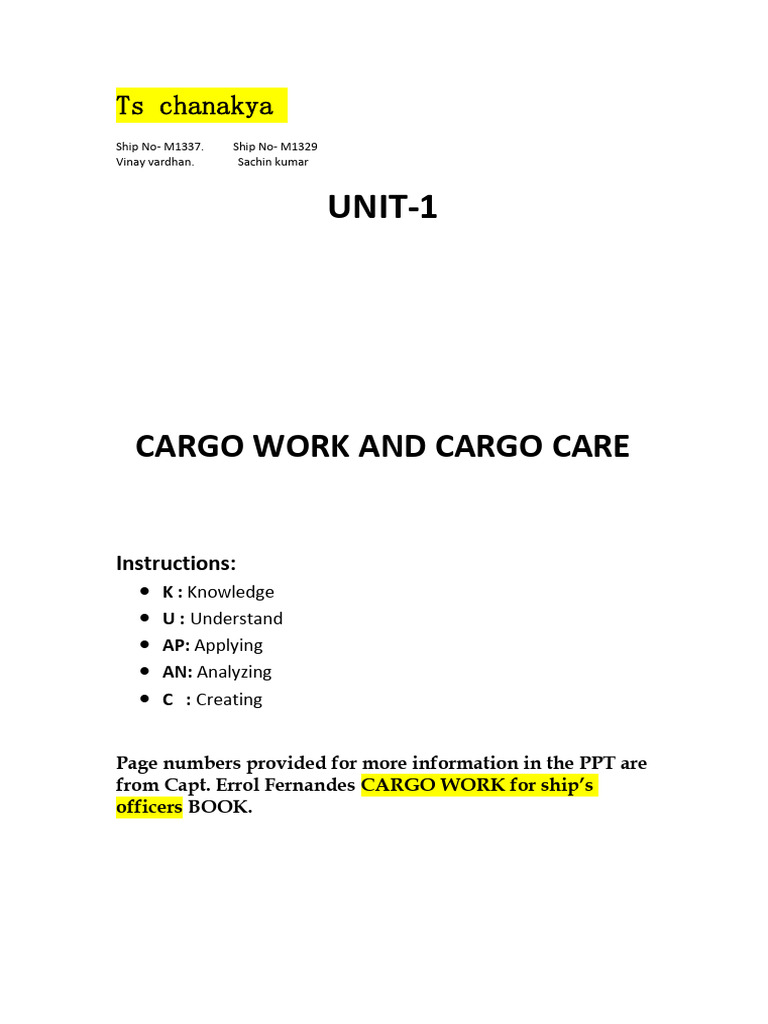 Cargo Work Final Unit 1-1 | PDF | Dangerous Goods | Cargo