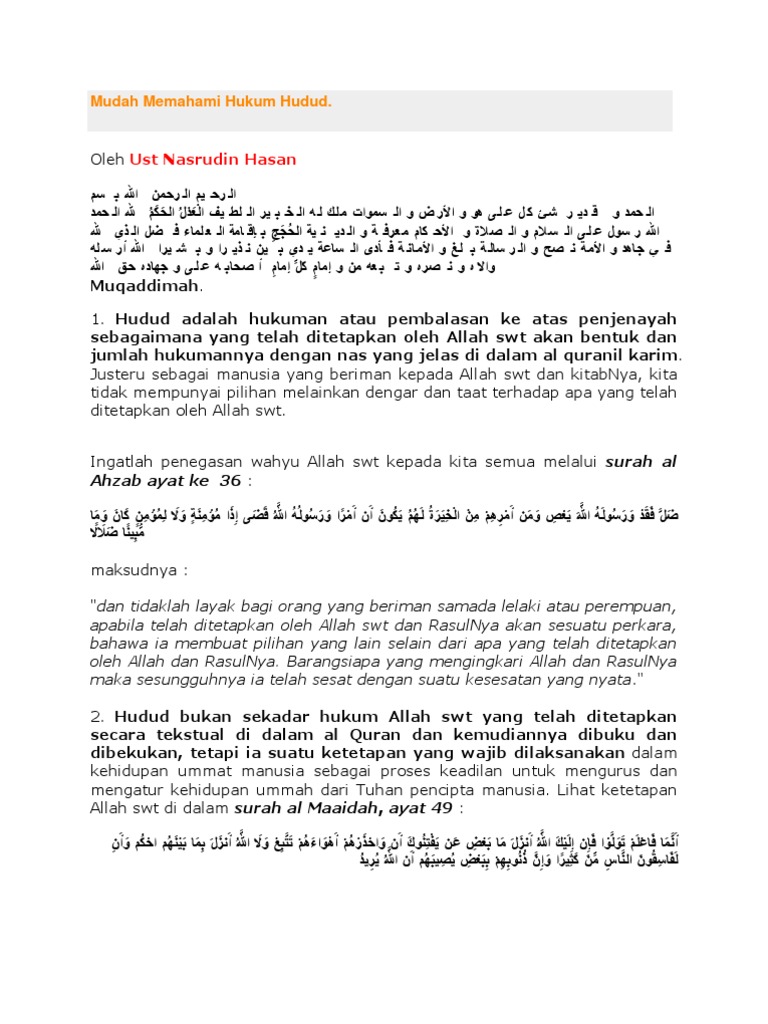 Mudah Memahami Hukum Hudud Pdf