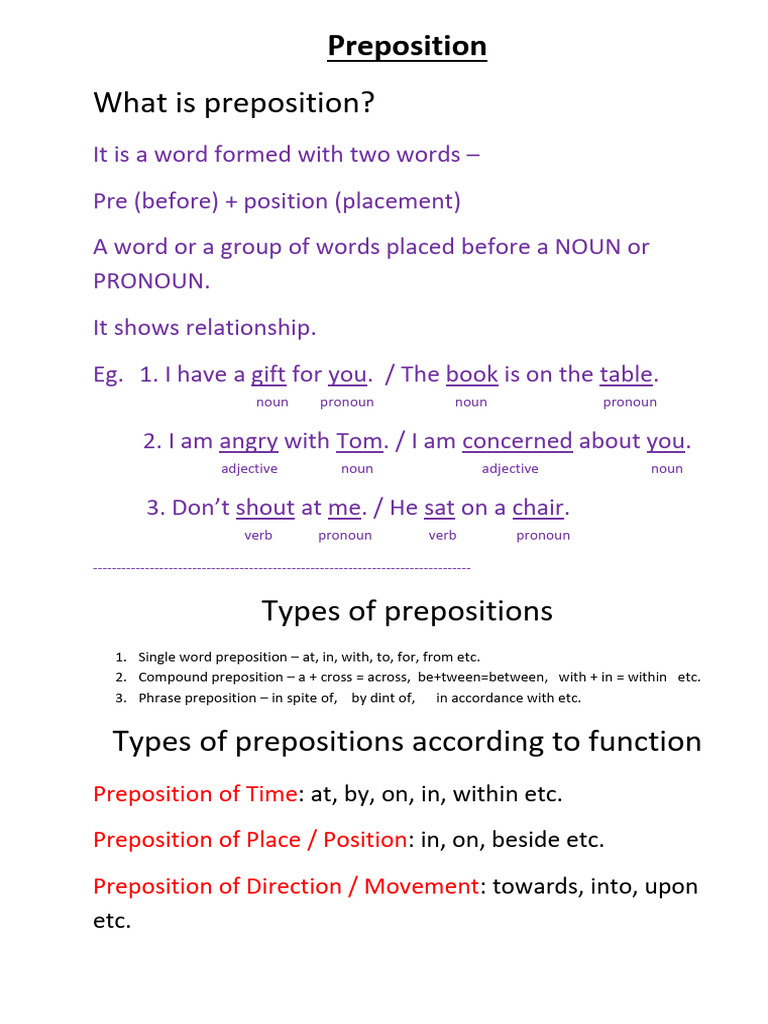 Preposition - Note | PDF