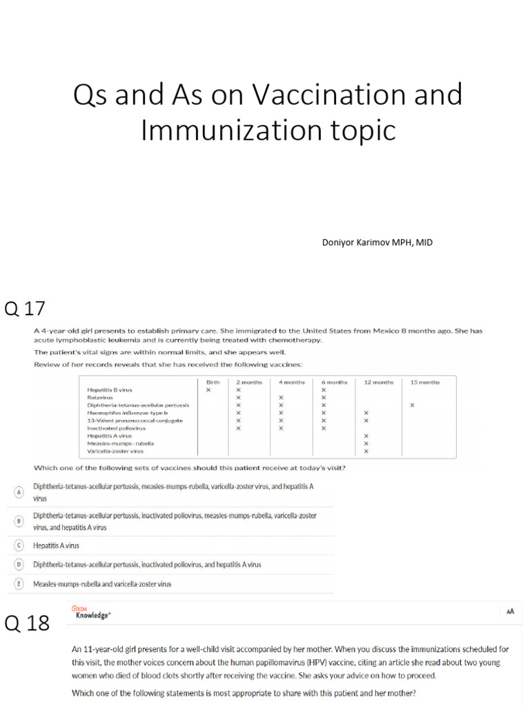 USMLE Qs Vaccination (1) | PDF