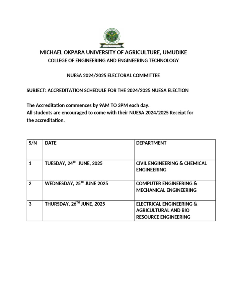 Accreditation Schedule | PDF