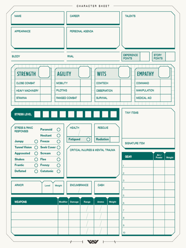 ALIEN RPG Evolved Character Ship Sheets FINAL Unlocked WatermarkFree | PDF