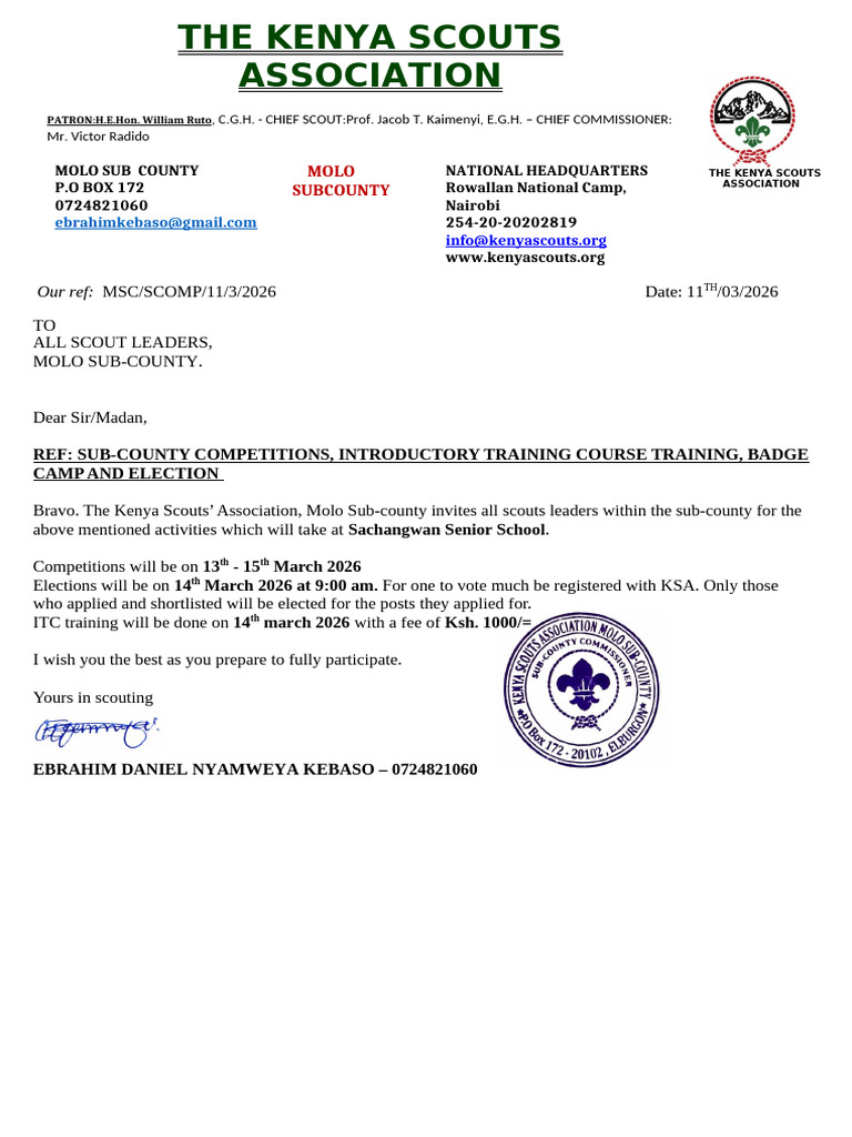 Sub-county Open Letter 2026 | PDF