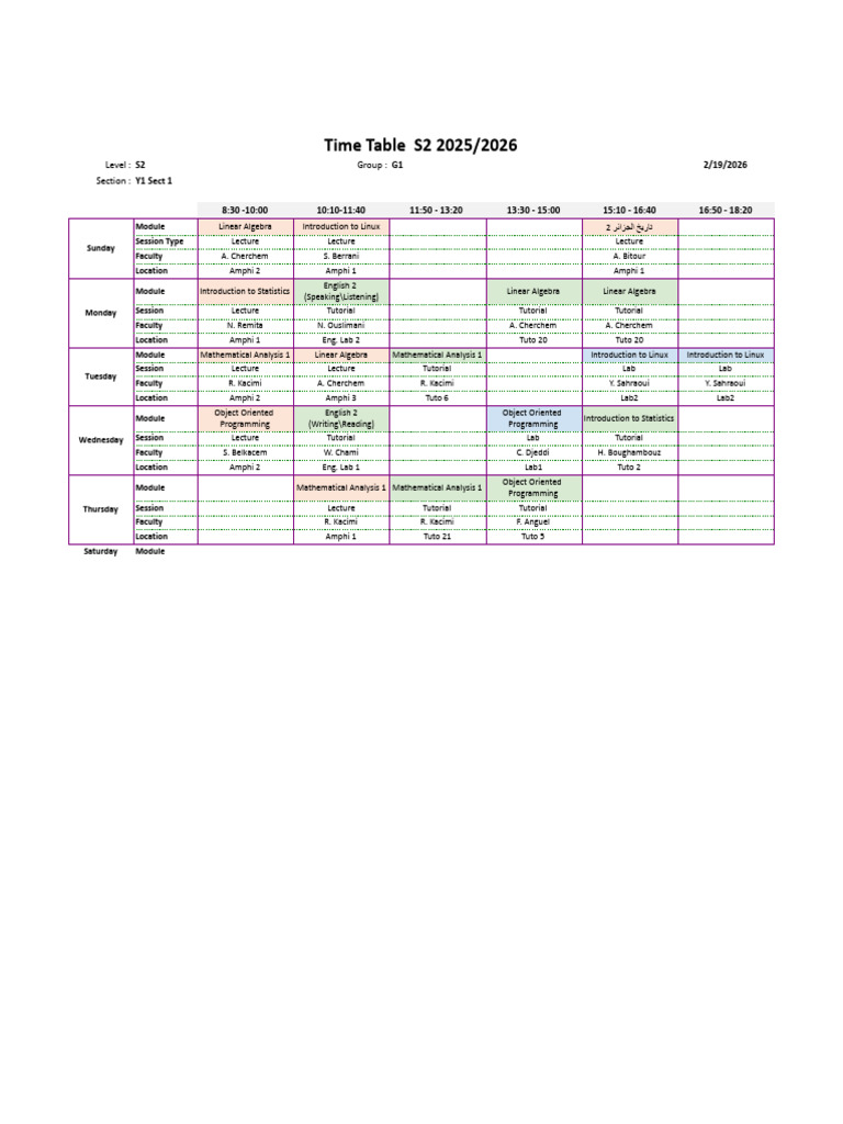 Year 1 Timetable | PDF | Mathematics | Algebra