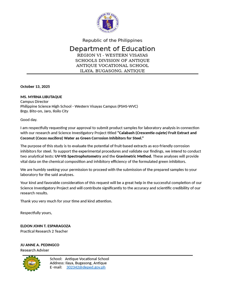 Letter of Approval_sir Eldon | PDF