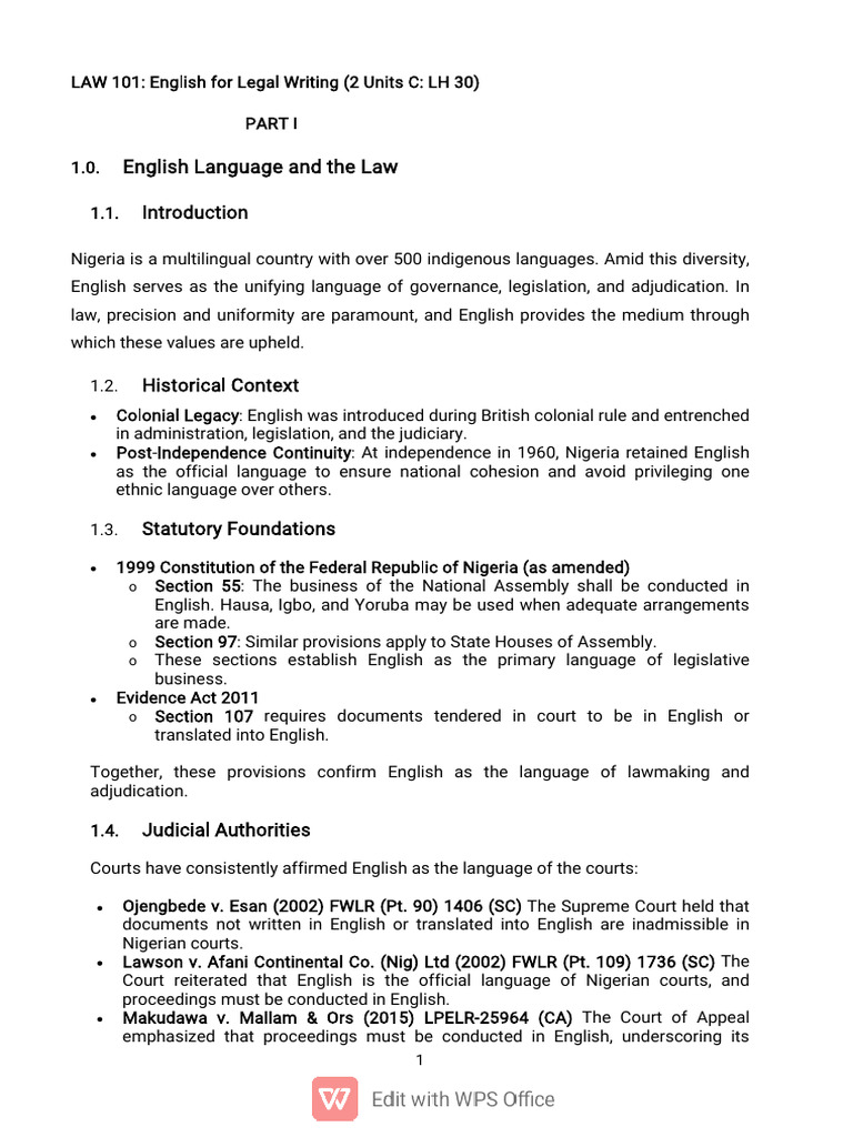 English for Legal Writing 1 Note Print | PDF | Fallacy | Case Law