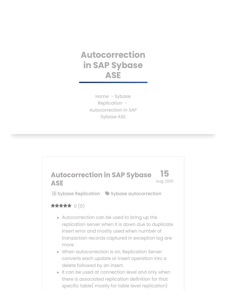 Autocorrection in SAP Sybase ASE - Dbalyfe | PDF | Microsoft Sql Server ...