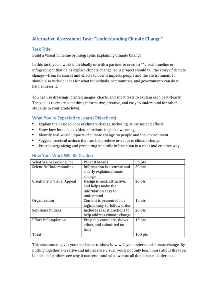 Understanding Climate Change Assessment Task | PDF