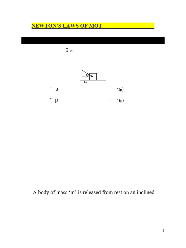 JEE Advanced Newtons Laws of Motion | PDF | Force | Tension (Physics)