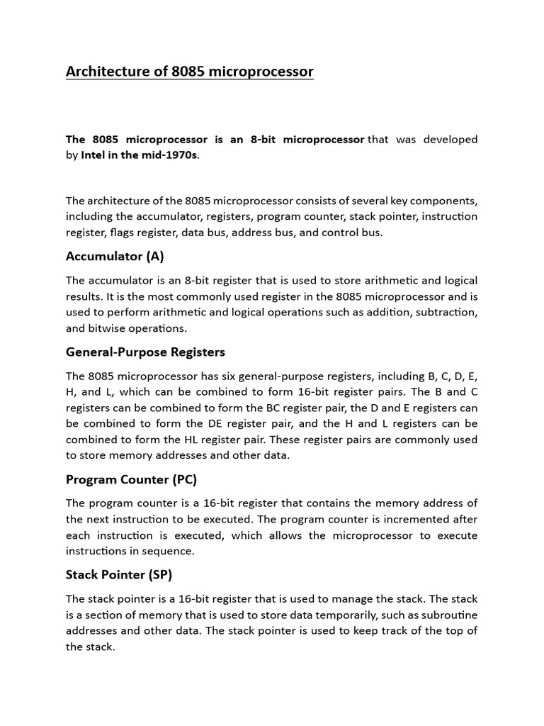 1_Architecture of 8085 | PDF | Pointer (Computer Programming) | Central ...