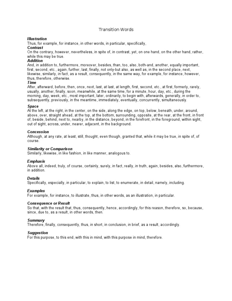 Transition Words | PDF
