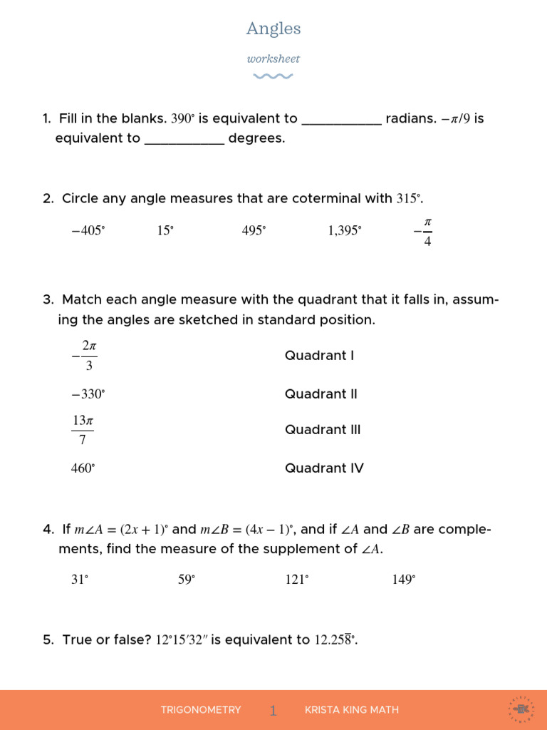 Worksheet.angles | PDF