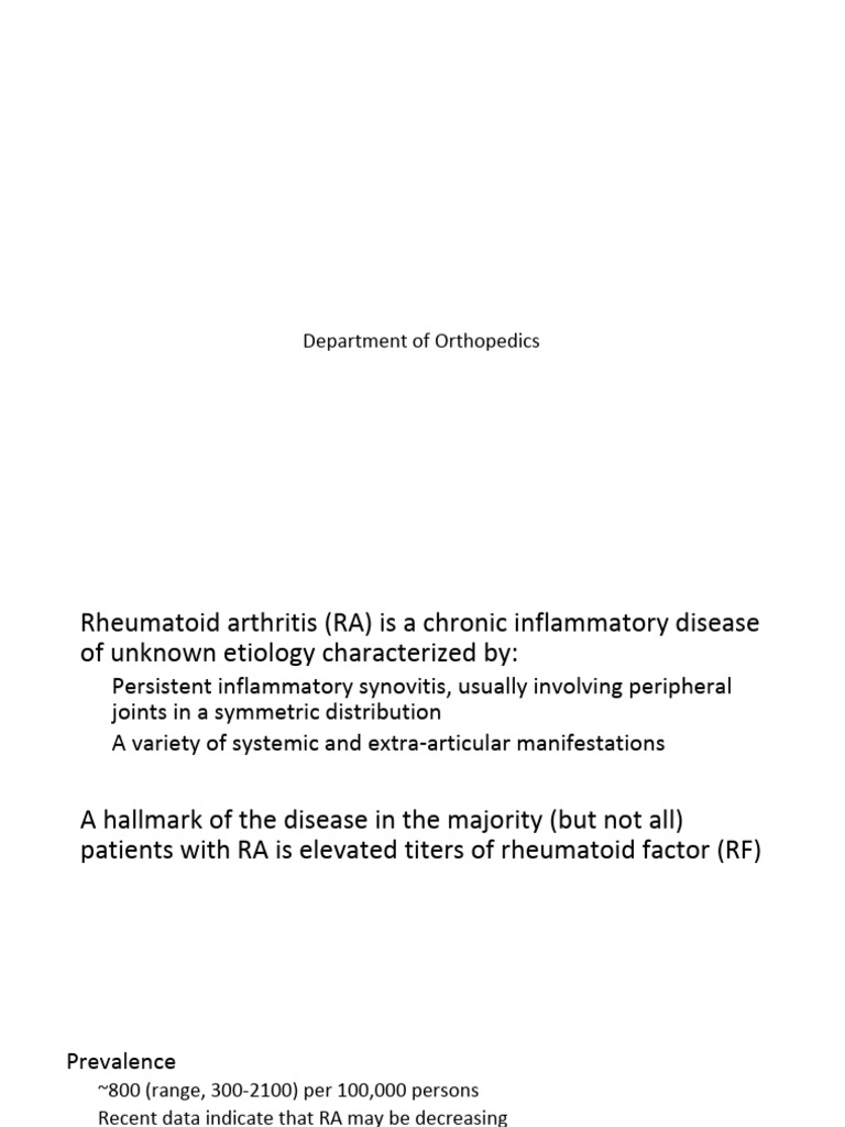 Rheumatoid Arthritis Lecture Slides | PDF | Rheumatoid Arthritis ...