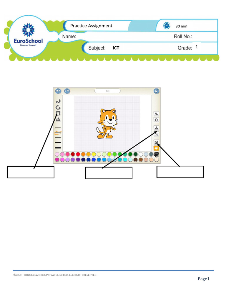 Grade 1 ICT Practice Sheet 2 AY25-26 QP | PDF