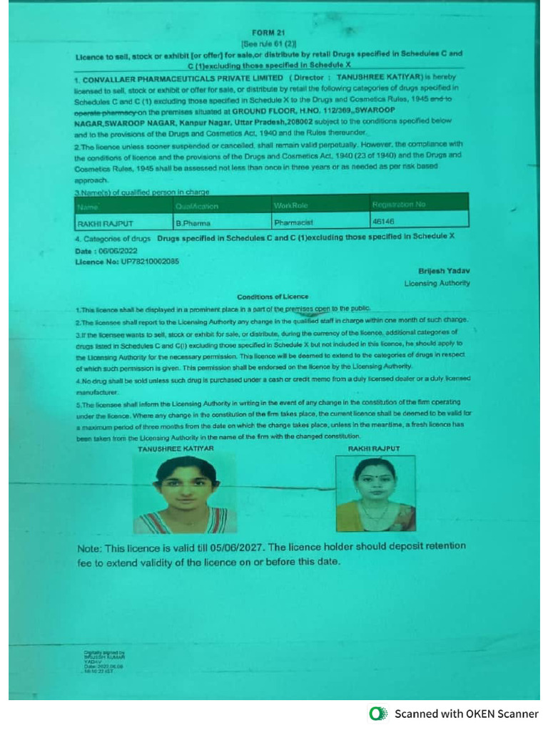 Convellear Pharmacy Form 21B | PDF