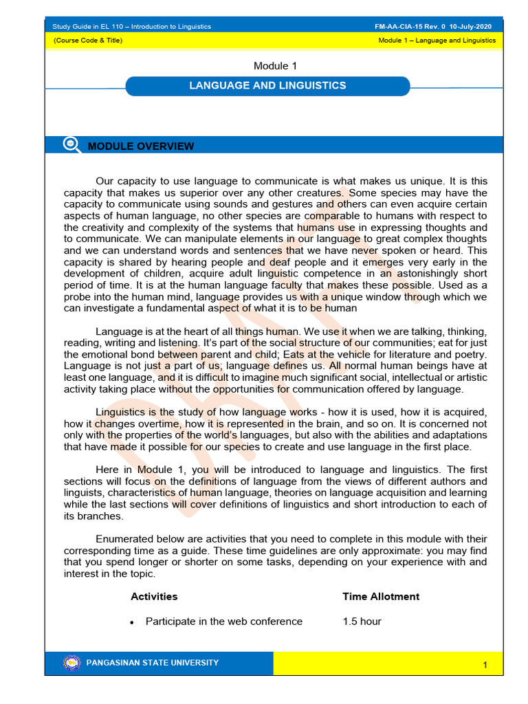 SG 1 Linguistics 2025 | PDF | Second Language Acquisition | Second Language