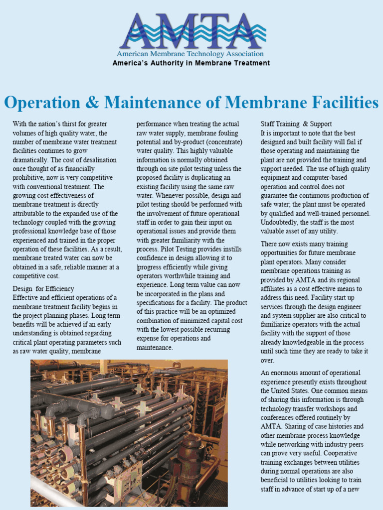 10 Operation and Maintenance | PDF | Membrane | Water Quality