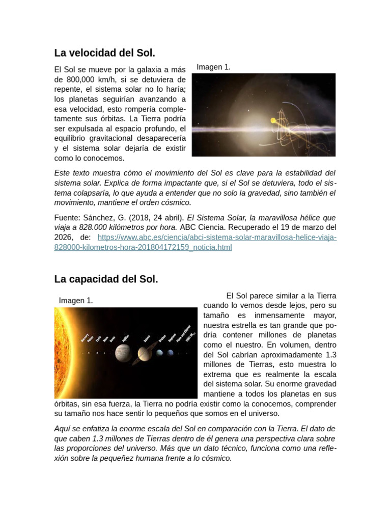 La Velocidad Del Sol | PDF | Sistema solar | Universo