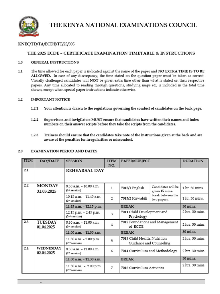 005 2025 Apr Ecde Cert Timetable 26.02 | PDF | Justice | Crime & Violence