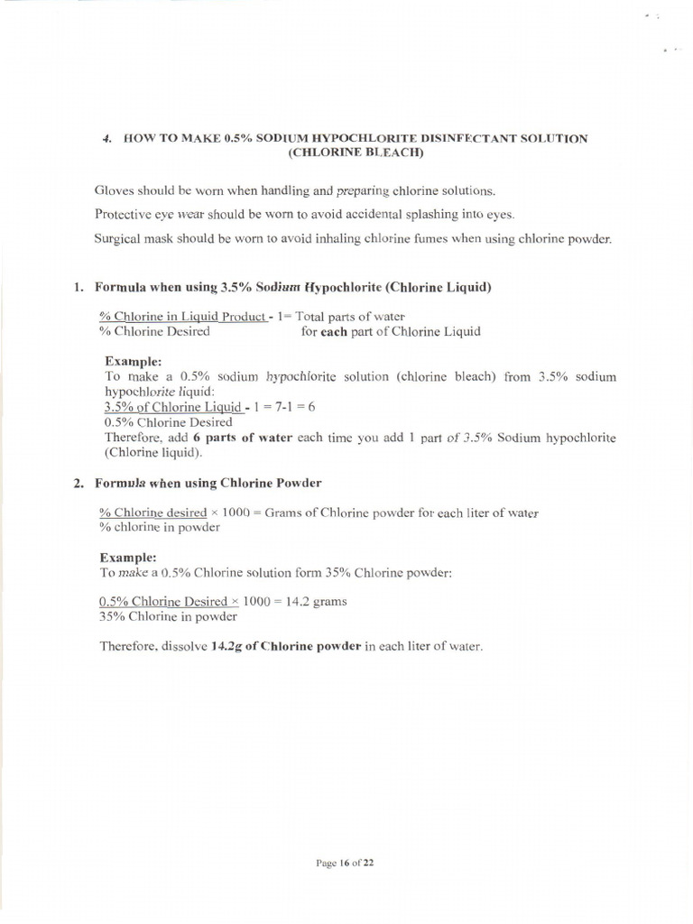 Sodium Hypochlorite Disinfectant Solution | PDF