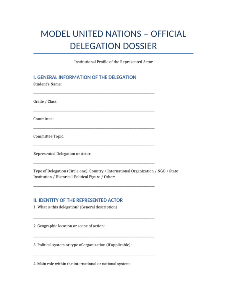 MUN Delegation Dossier Template-II | PDF | Swot Analysis