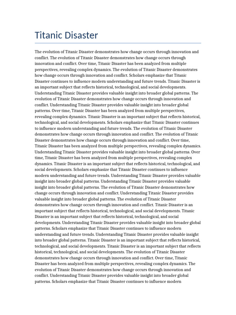 Titanic Disaster | PDF | Innovation | Evolution