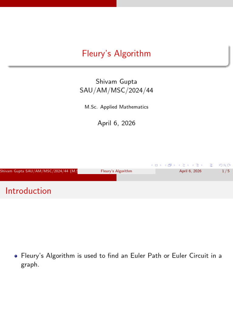 Fleury S Algorithm Presentation | PDF