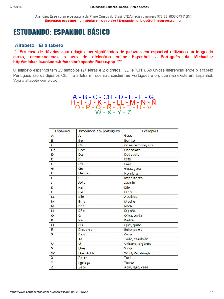 Estudando Espanhol Básico Prime Cursos Pdf