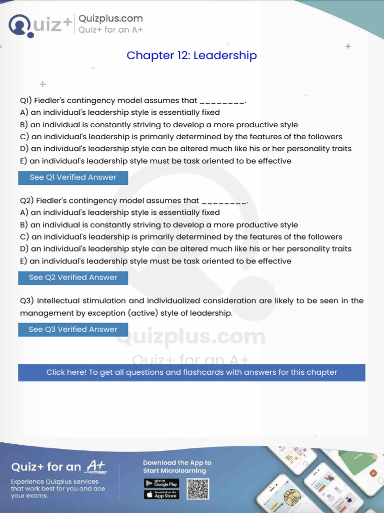 Fiedlers Contingency Model Assumes That | PDF | Motivation | Motivational