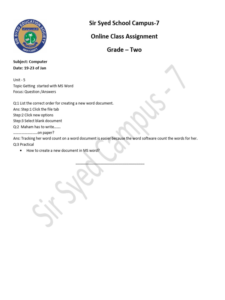 Grede 2 Computer Assignment | PDF